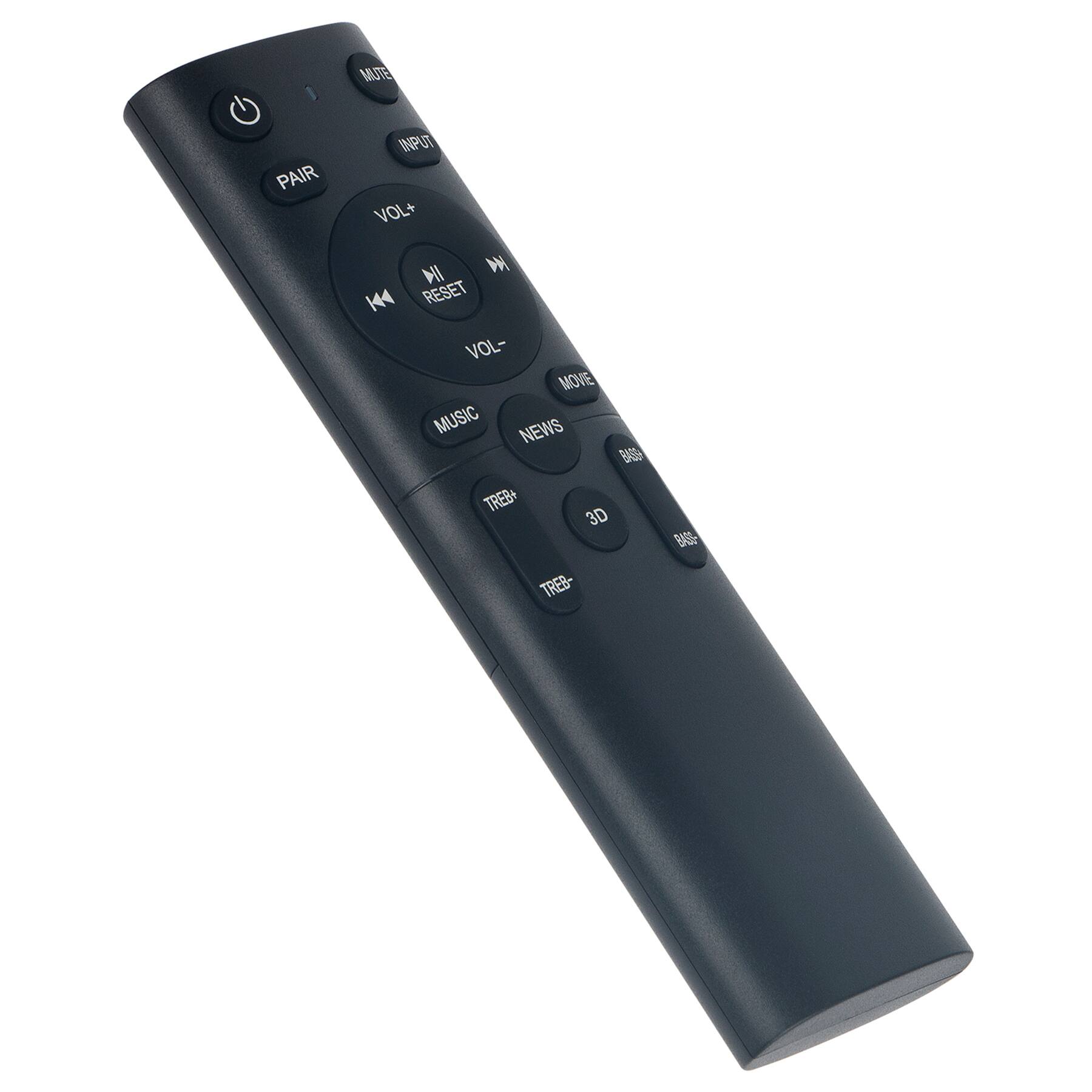 MUTE PAIR INPUT VOL+ RESET VOL- MOVE MUSIC NEWS TREB+ 3D TREB- BAS