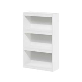 FurniFact - 3-Tier Adjustable Shelf Bookcase with Modern Storage Design - White