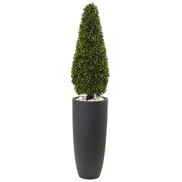 BreeBe - 50" Boxwood Topiary w/Gray Plntr UV Rest (Indoor/Outdoor) - Green