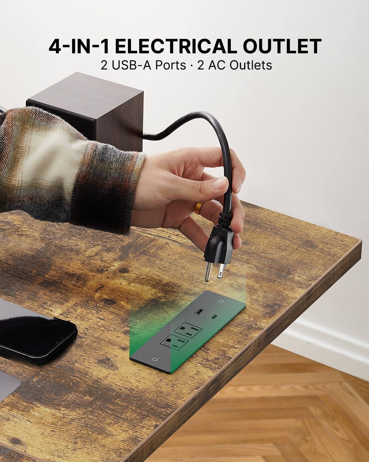 4-IN-1 ELECTRICAL OUTLET  
2 USB-A Ports • 2 AC Outlets