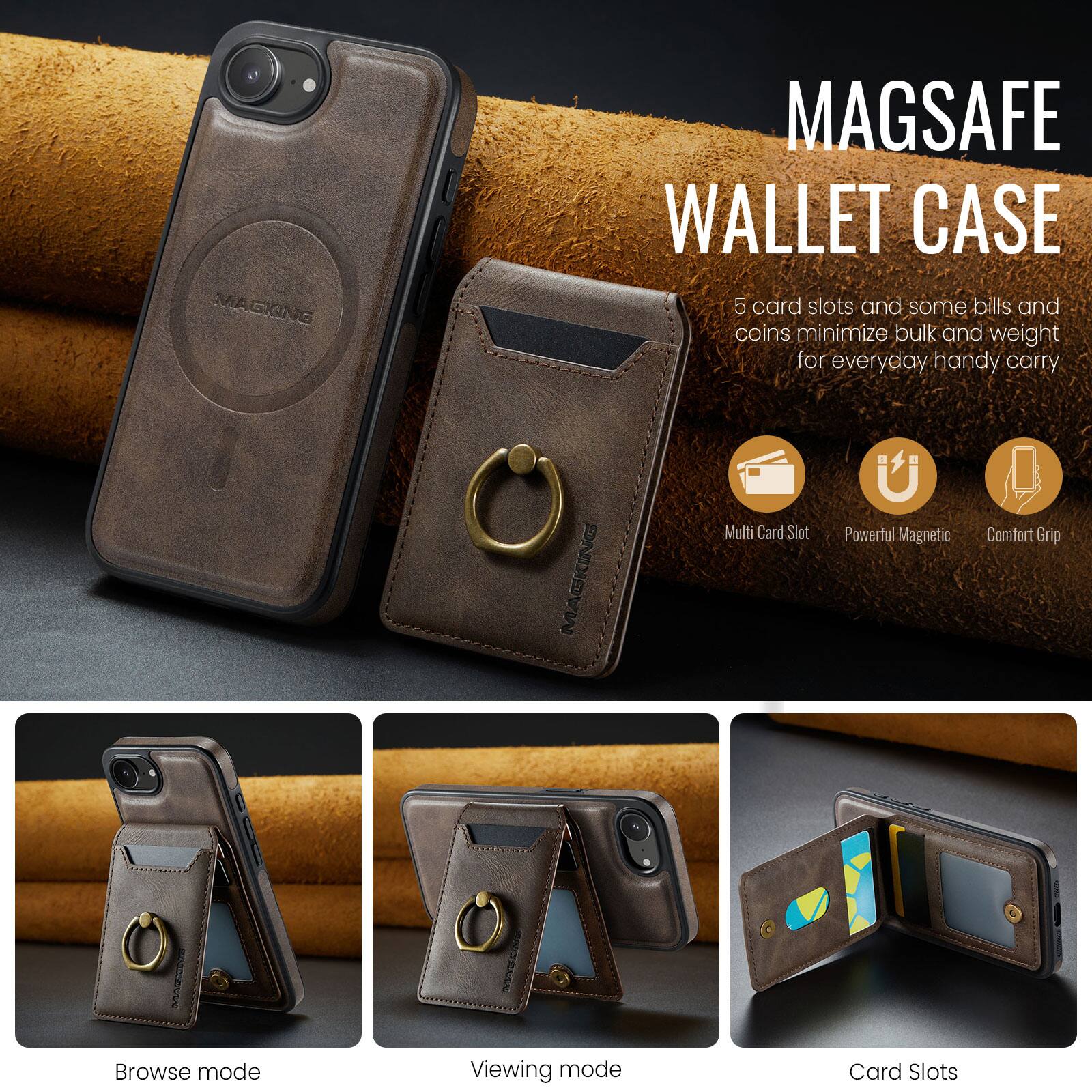 MAGSAFE WALLET CASE

5 card slots and some bills and coins minimize bulk and weight for everyday handy carry

MAGKING Multi Card Slot Powerful Magnetic Comfort Grip

Browse mode
Viewing mode
Card Slots