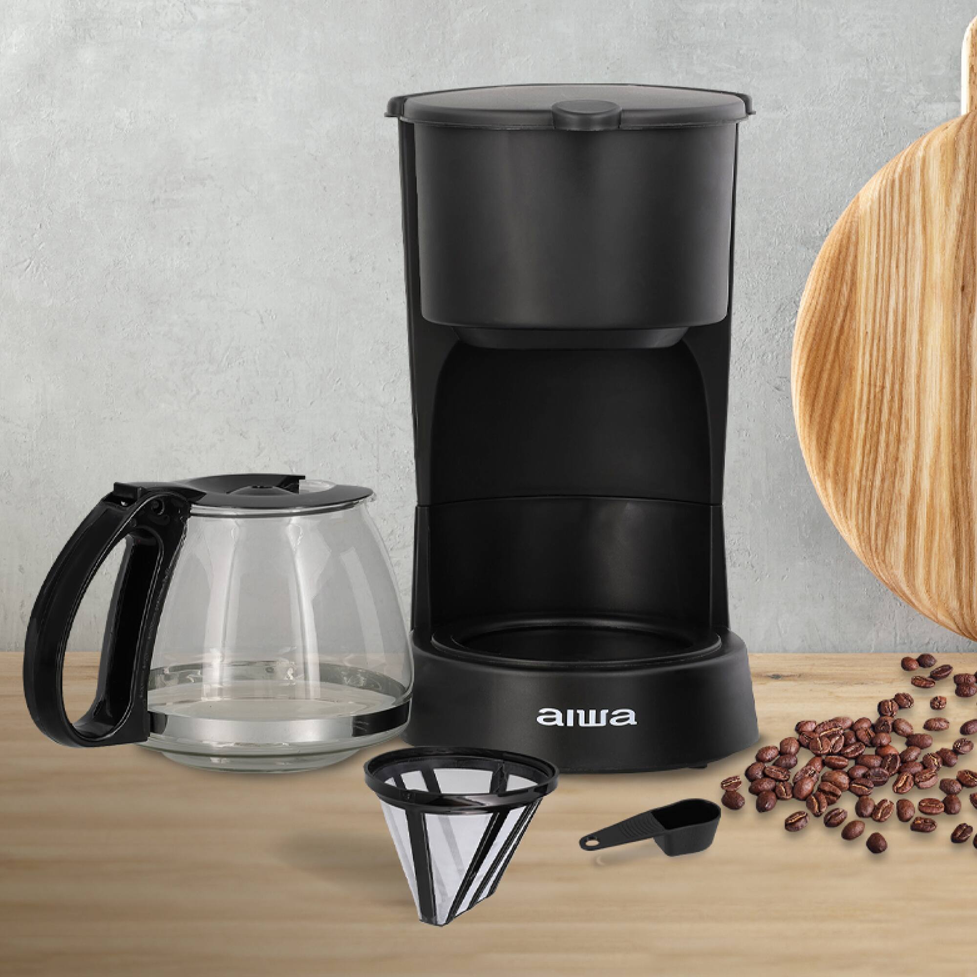 Alt View 4. Aiwa - Aiwa 6-Cup Compact Black Coffee Maker with Reusable Filter and Indicator Light,  22 fl. oz. - Black.
