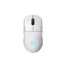 Front. Logitech - PRO 2 LIGHTSPEED Lightweight Optical HERO 44K DPI Gaming Mouse with 4 Customizable and Switchable Magnetic Side Buttons - White.