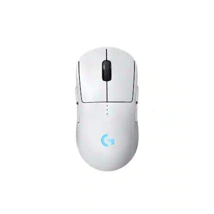 Front. Logitech - PRO 2 LIGHTSPEED Lightweight Optical HERO 44K DPI Gaming Mouse with 4 Customizable and Switchable Magnetic Side Buttons - White.