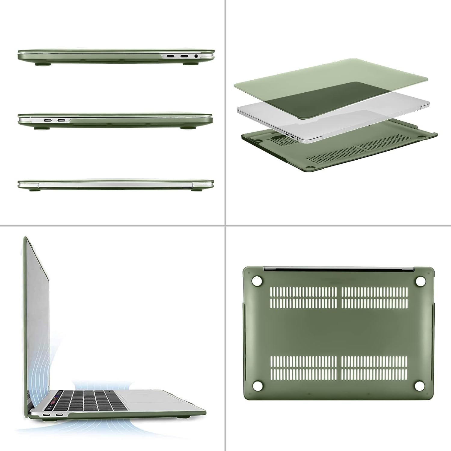 Alt View 1. mosiso - MacBook Pro 13" hard shell case with keyboard skins, screen protector and storage bag - Army Green.