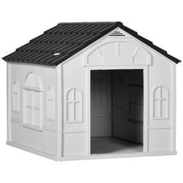 Siljoy - Gray Plastic Dog House, Water‑Resistant Snap‑Together Shelter for Small/Medium Dogs, Up to 44 lbs