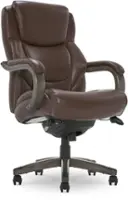 La-Z-Boy - Delano Big & Tall Bonded Leather Executive Chair - Chocolate Brown/Gray Wood - Front_Zoom