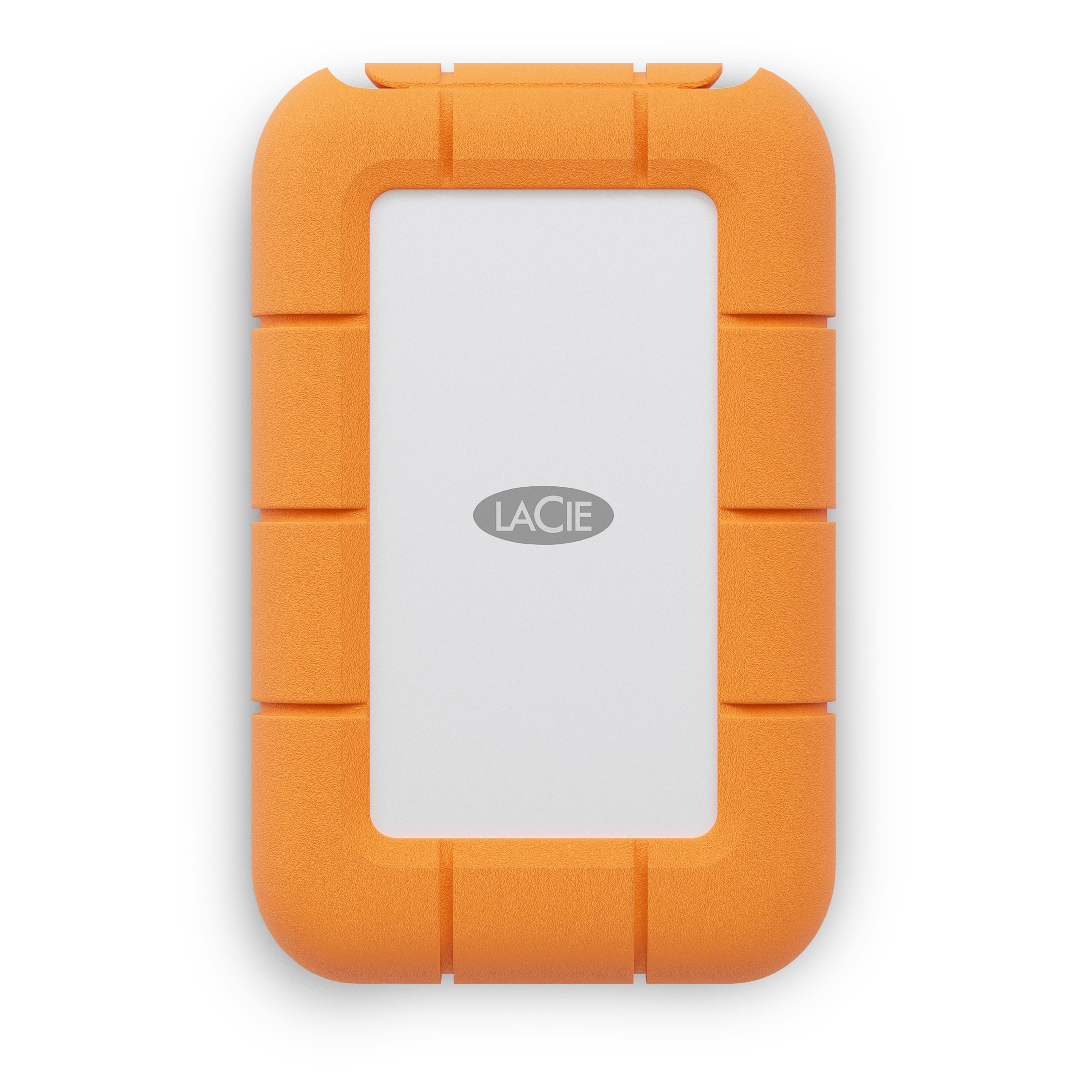 LaCie - Rugged Mini SSD 1TB Solid State Drive - USB 3.2 Gen 2x2, speeds up to 2000MB/s (STMF1000400) - Silver and Orange - Front_Zoom