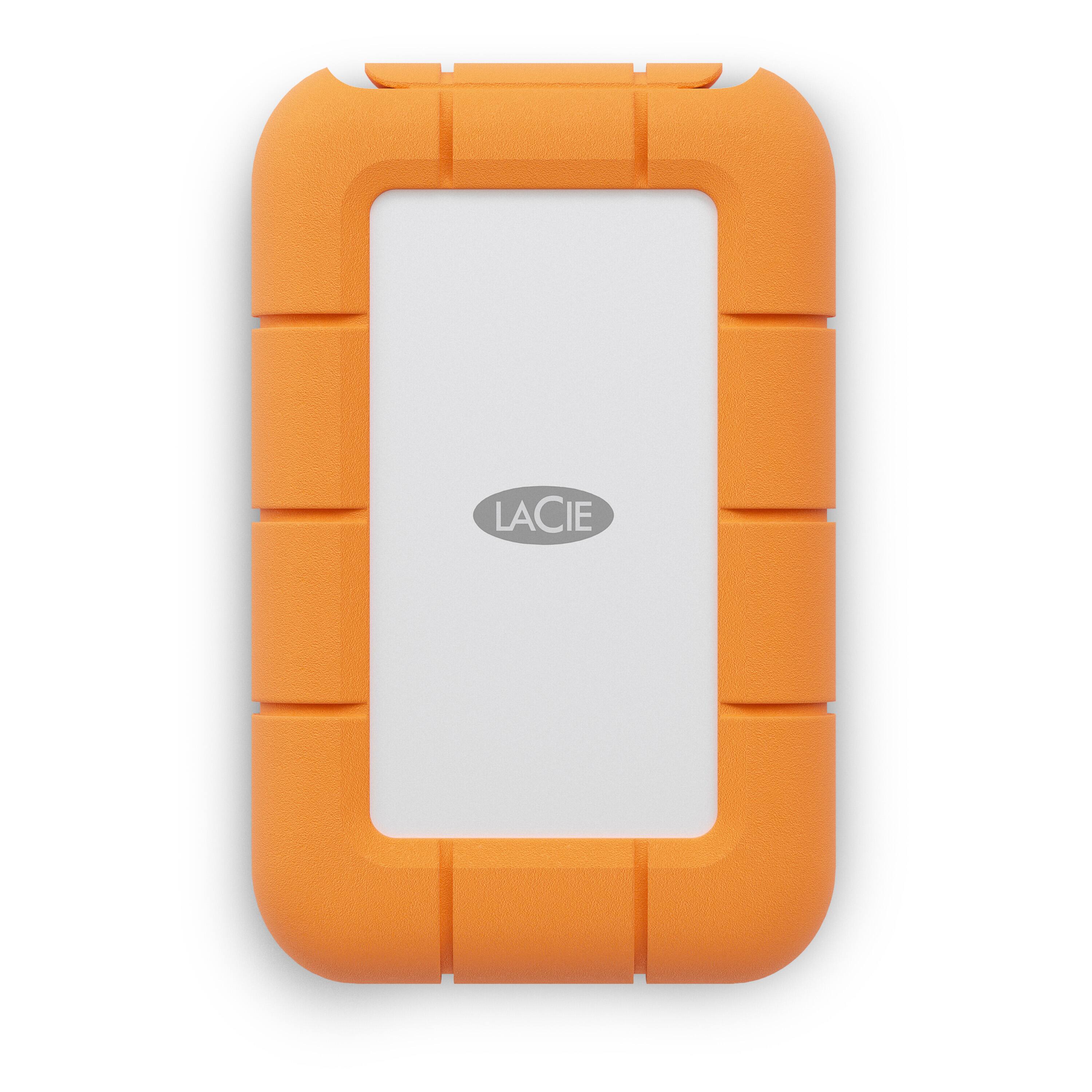 Front. LaCie - LaCie Rugged Mini SSD 2TB Solid State Drive - USB 3.2 Gen 2x2, speeds up to 2000MB/s (STMF2000400) - Silver and Orange.