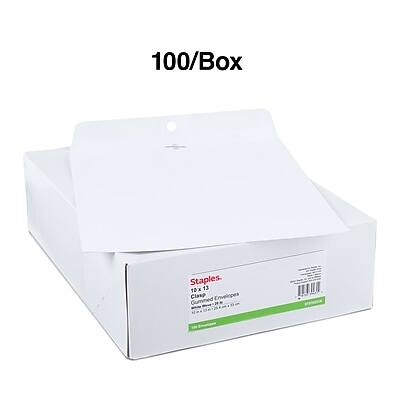 100/Box Staples  
10x 13 Clasp Envelopes Gummed