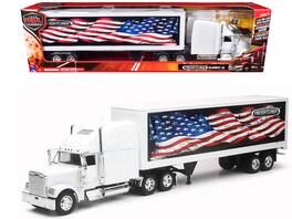 New Ray - Freightliner Classic XL Truck with Dry Van Trailer with Patriotic Graphic "Long Haul Truckers" Series 1/32 - White