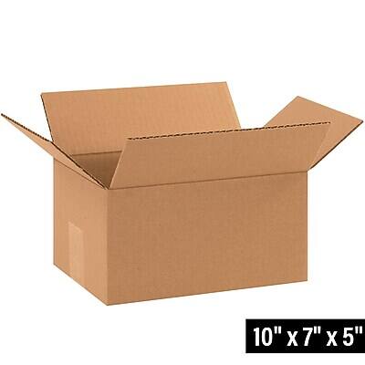 Alt View 1. The Packaging Wholesalers - 10" x 7" x 5" Corrugated Kraft Boxes, 32 ECT, 25/Bundle (BS100705X) - Kraft.