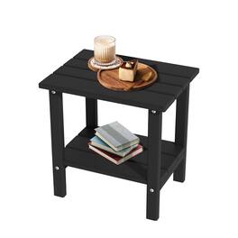 Decksplore - 2-Tier HDPE Adirondack Side Table - Weatherproof Outdoor/Indoor Patio Side Table - Black
