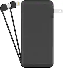Front. myCharge - 10,000 mAh Portable Charger for Most USB-C and Apple Devices - Black.