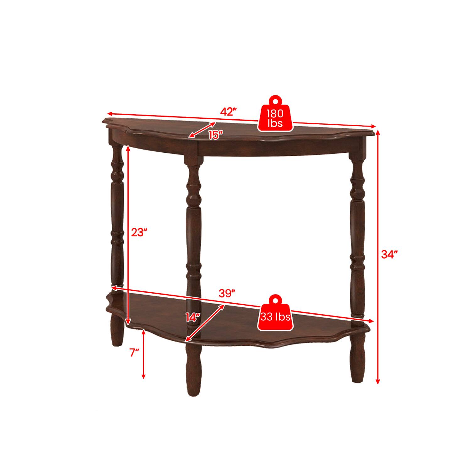 42" 15" 180 lbs 23" 34" 39" 14" 33 lbs 7"