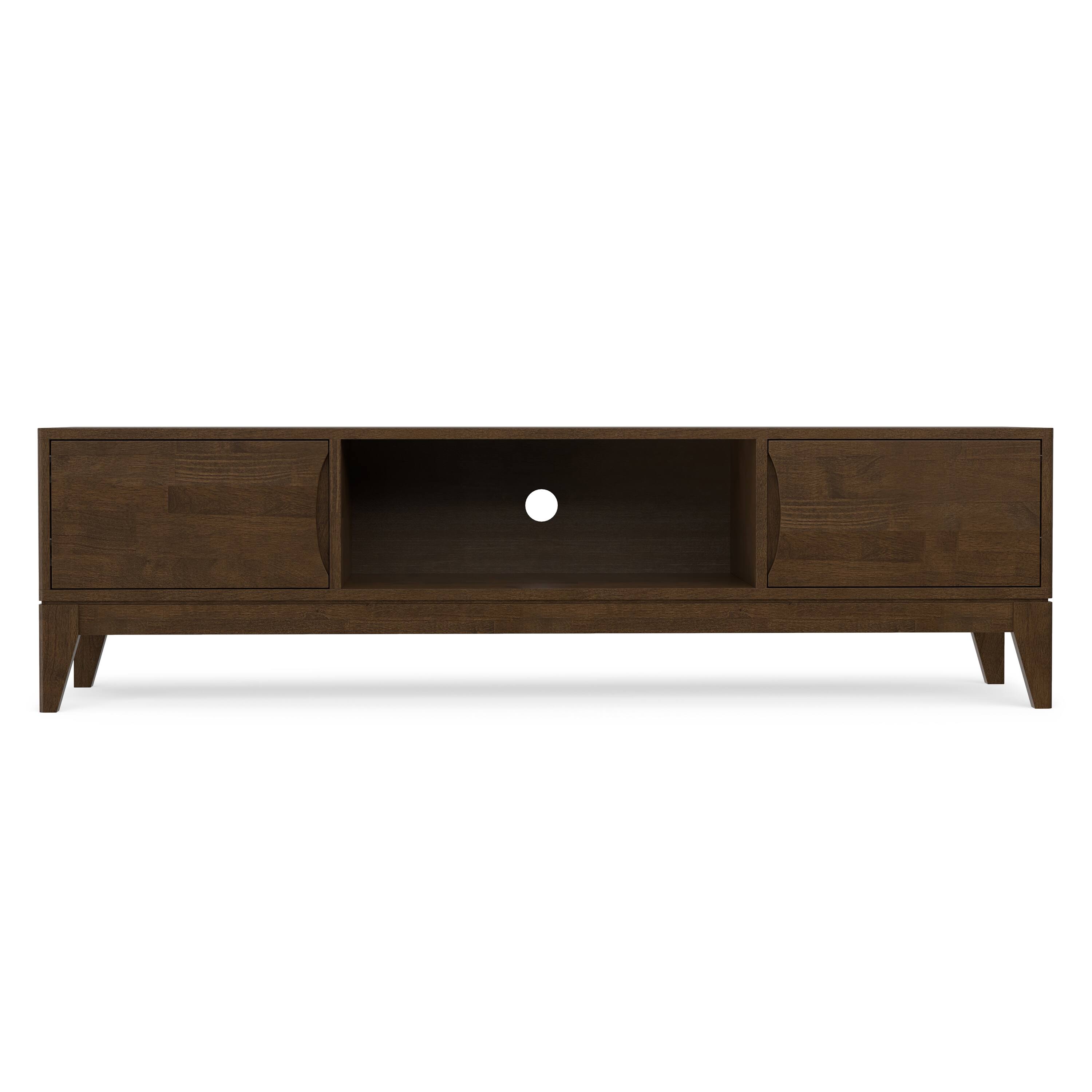 Back. Simpli Home - Simpli Home Harper SOLID HARDWOOD 72 inch Wide Mid Century Modern TV Media Stand - Walnut Brown.