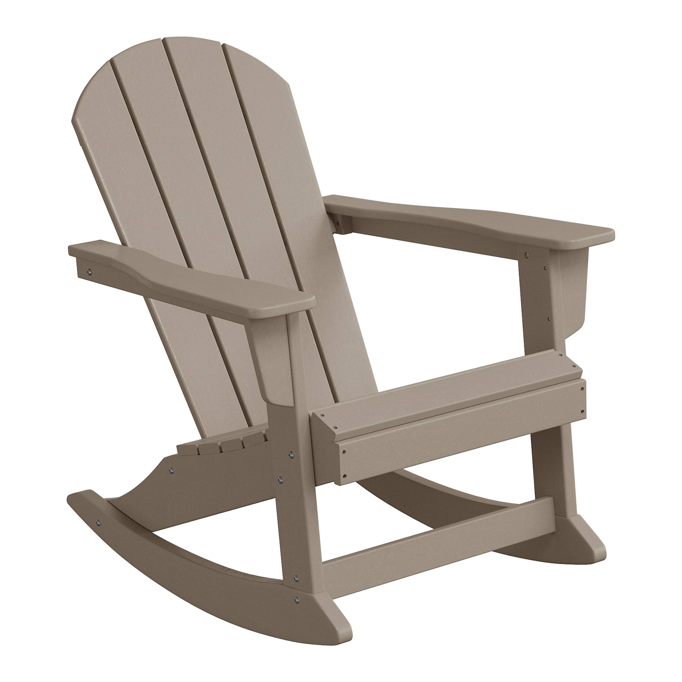 Left. WestinTrends - WestinTrends Malibu Outdoor / Patio Poly Adirondack rocking chair - Weathered Wood.