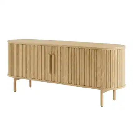 Front. FurniFact - Wooden Record Player Cabinet with Vinyl Storage for Entertainment Rooms - Ash.