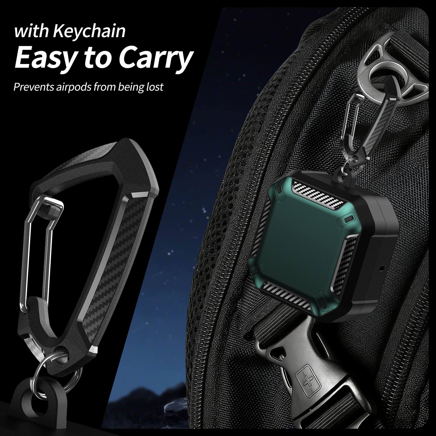 with Keychain  
Easy to Carry  
Prevents airpods from being lost