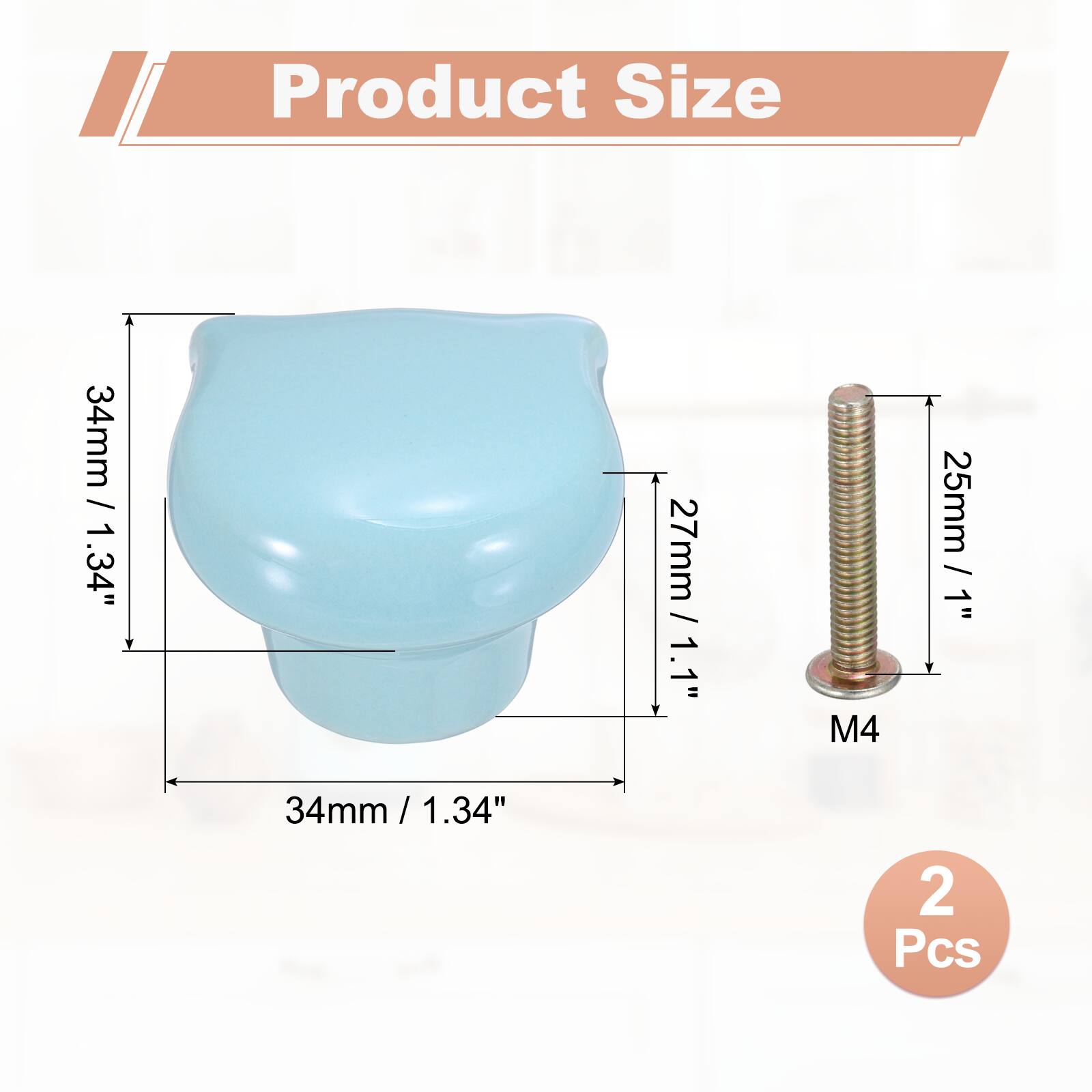 Product Size

34mm / 1.34"  
27mm / 1.1"  
M4  
25mm / 1"  
34mm / 1.34" / 2 Pcs