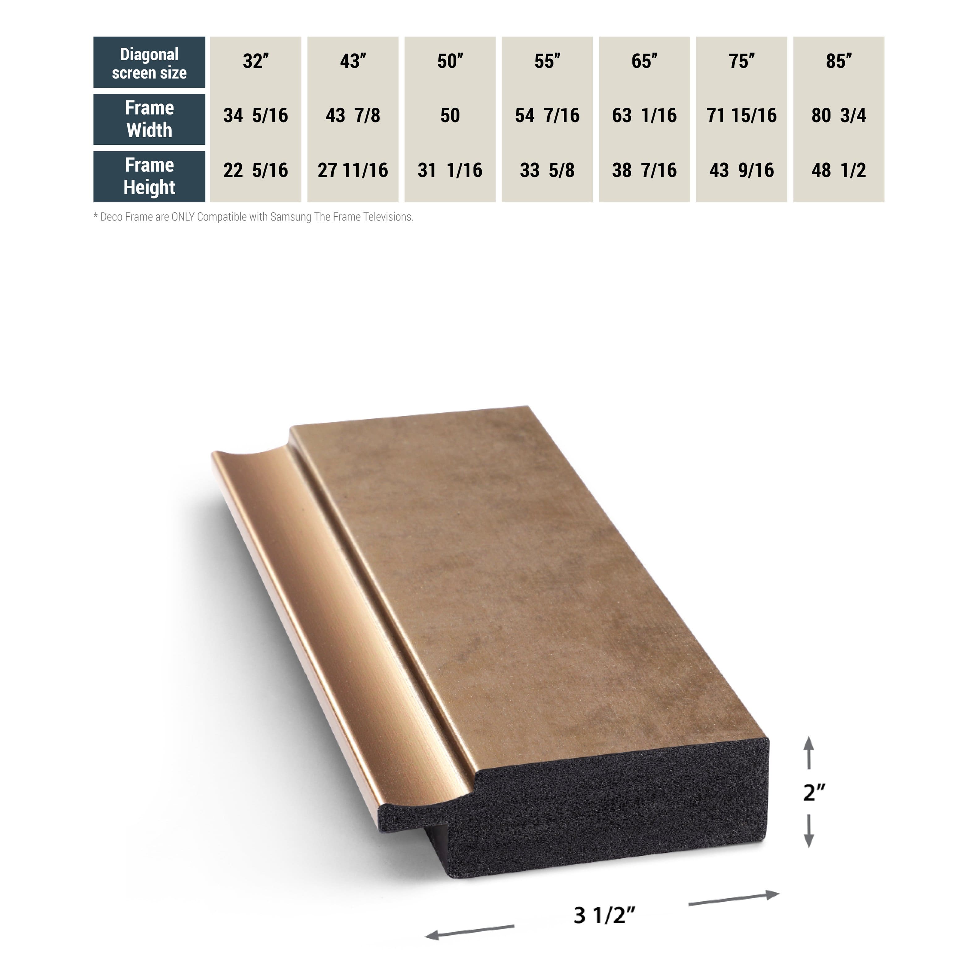 Alt View 13. Deco TV Frames - Premiere Bezel for Samsung the Frame TV - 50" - Contemporary Bronze.