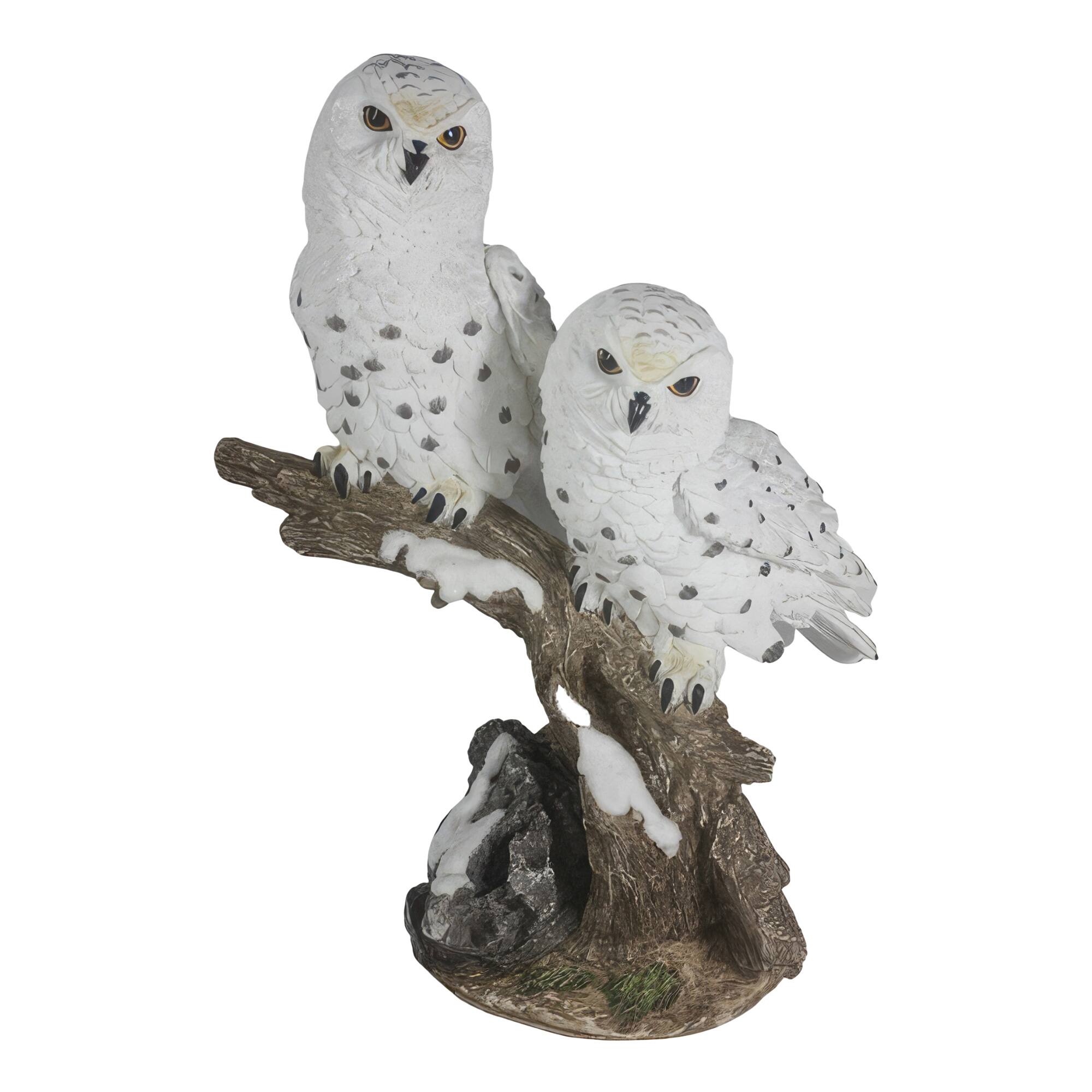 FC Design - 12.25"H Snow Owl Couple on Tree Figurine Statue Office Desk Tabletop Home Decor Gift - Multi-Color