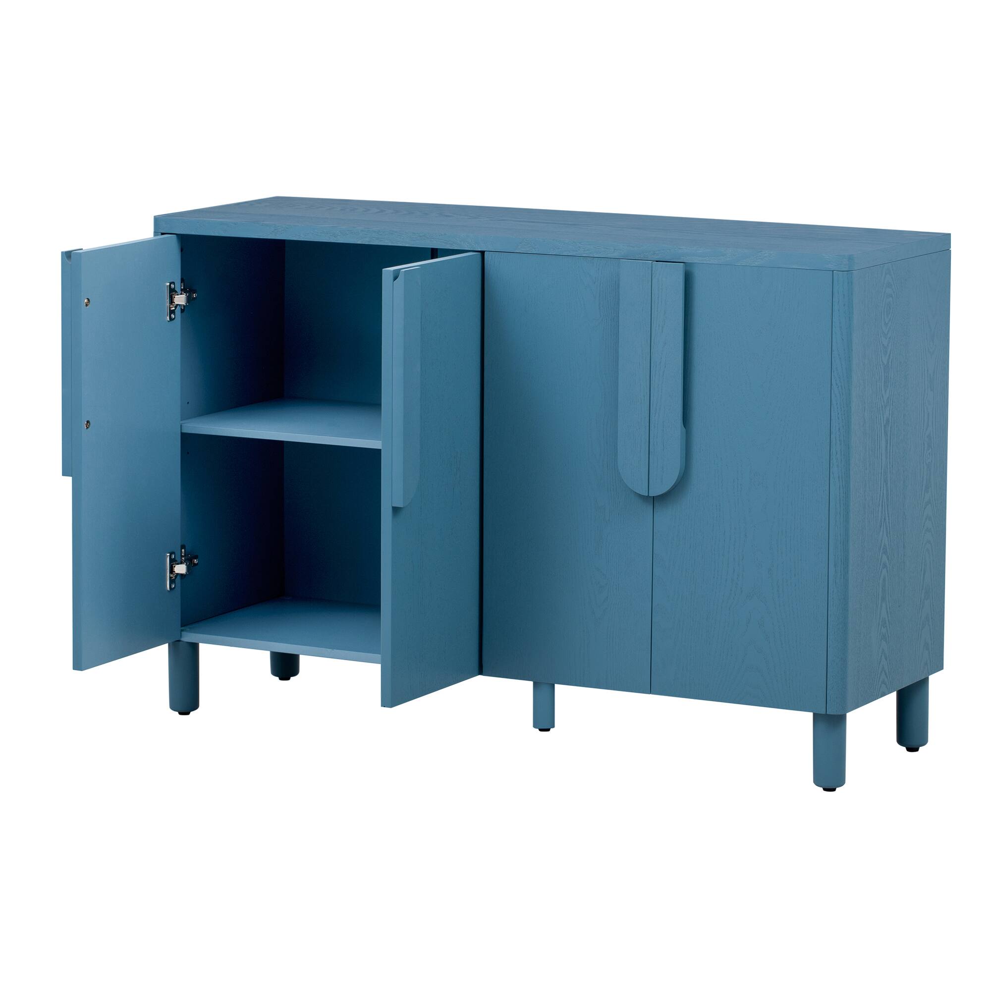 Front. Spaco - Spaco Solid Wood Buffet Cabinet with 4-Doors, Adjustable Shelves Storage, Elegant Arc Handles, for Dining Living Room - Navy.