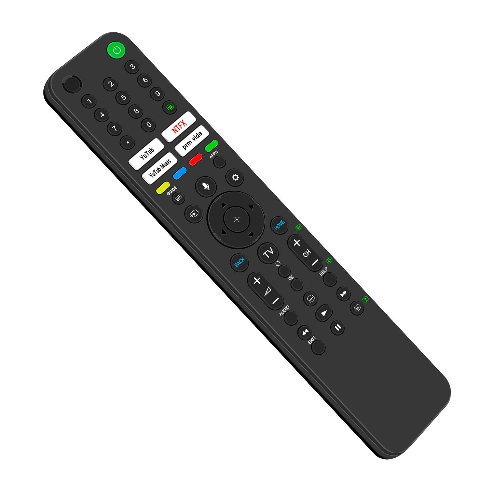 1 3 2 6 9 5 4 8 7 0 NTFX vide prm YuTub APPS Music YuTub GUIDE HOME X TV CH BACK HELP + A / AUDIO 4 " EXIT