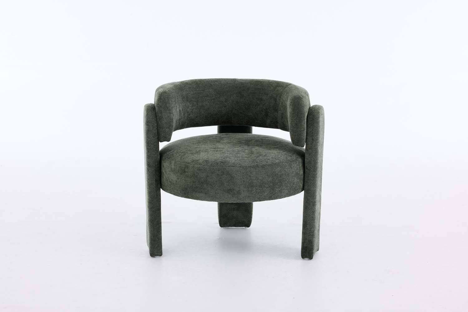 Left. Forest'nSky - Modern Office Chair in Green Boucle Fabric - Contemporary Upholstered Armchair for Desk & Lounge,Antique Green - Antique Green.