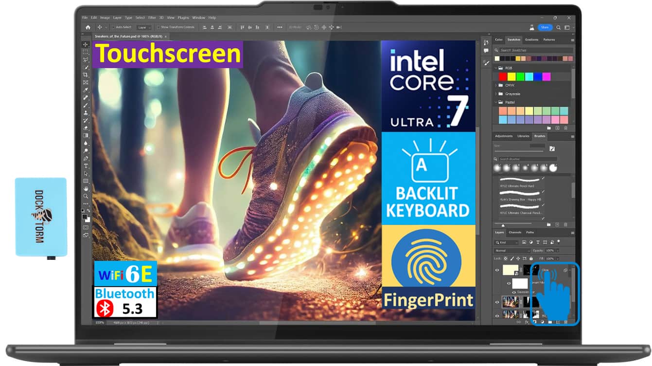 Lenovo - Yoga 7i 2-in-1 Laptop 16.0 WUXGA (Intel Ultra 7 155U, 16GB LPDDR5X, Win 11 Pro) w/USB Hub - Storm Grey