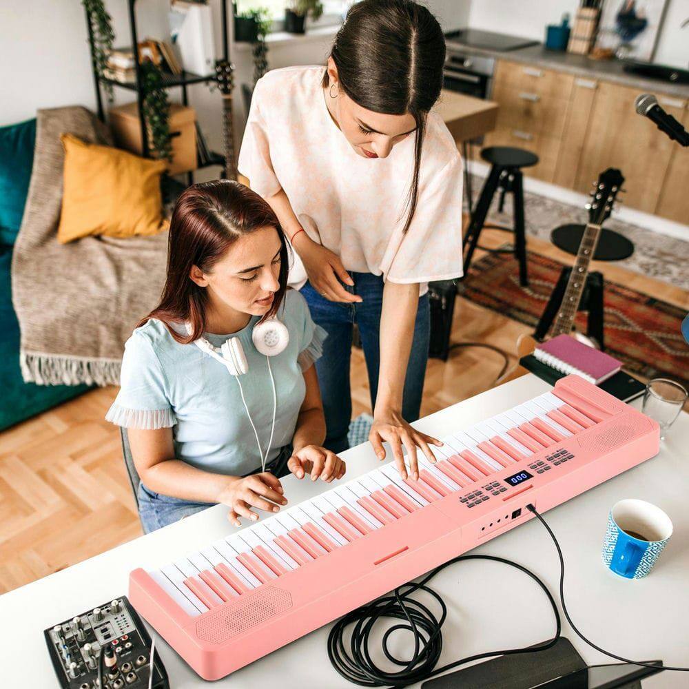Alt View 1. Resenkos - 61-Key Foldable Full-Size Electronic Keyboard with MIDI & Split Function - Pink.