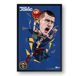 Sporticulture - Nikola Jokic Denver Nuggets Framed 14" x 20" Player Caricature Art - Multicolor