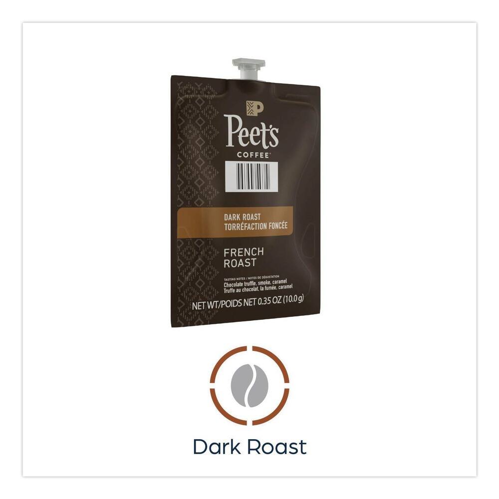 Peet's Coffee Dark Roast Torréfaction Foncée French Roast  
Tasting Notes: Truffle, smoke, caramel, Chocolate truffe, fumé, caramel  
Net WT/Poids Net 0.35 OZ (10.0g)  
Dark Roast