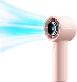 BEARSOLIM - Handheld Turbo Fan, 5000mAh Rechargeable Portable Fan, Up to 28H Runtime, 5-Speed Powerful Airflow, Mini Personal Fan - Pink