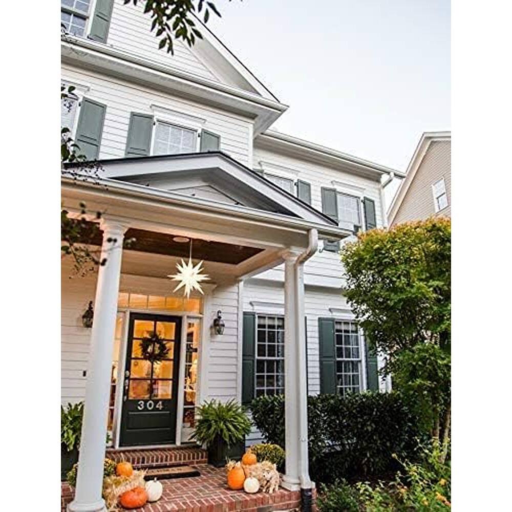 Alt View 1. Schertz - "Large Warm White LED Moravian Star, 3D Hanging Christmas Decoration" - White.