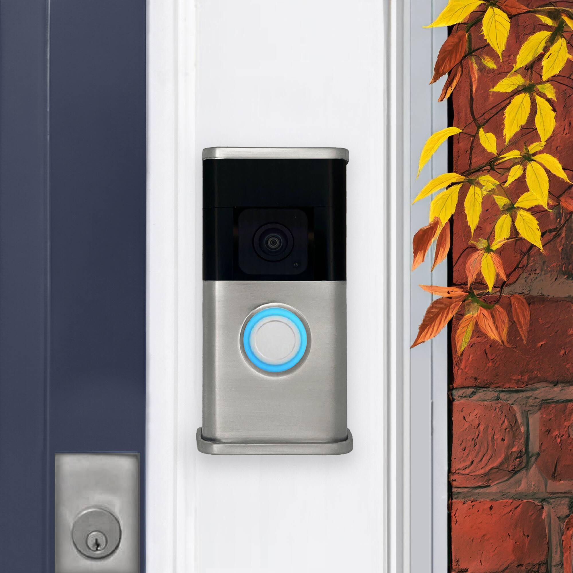 Alt View 3. Michael Healy - Traditional Video Doorbell Cover (Ring 3, 3 Plus, 4, Battery Plus and Battery Pro) - Nickel Silver.