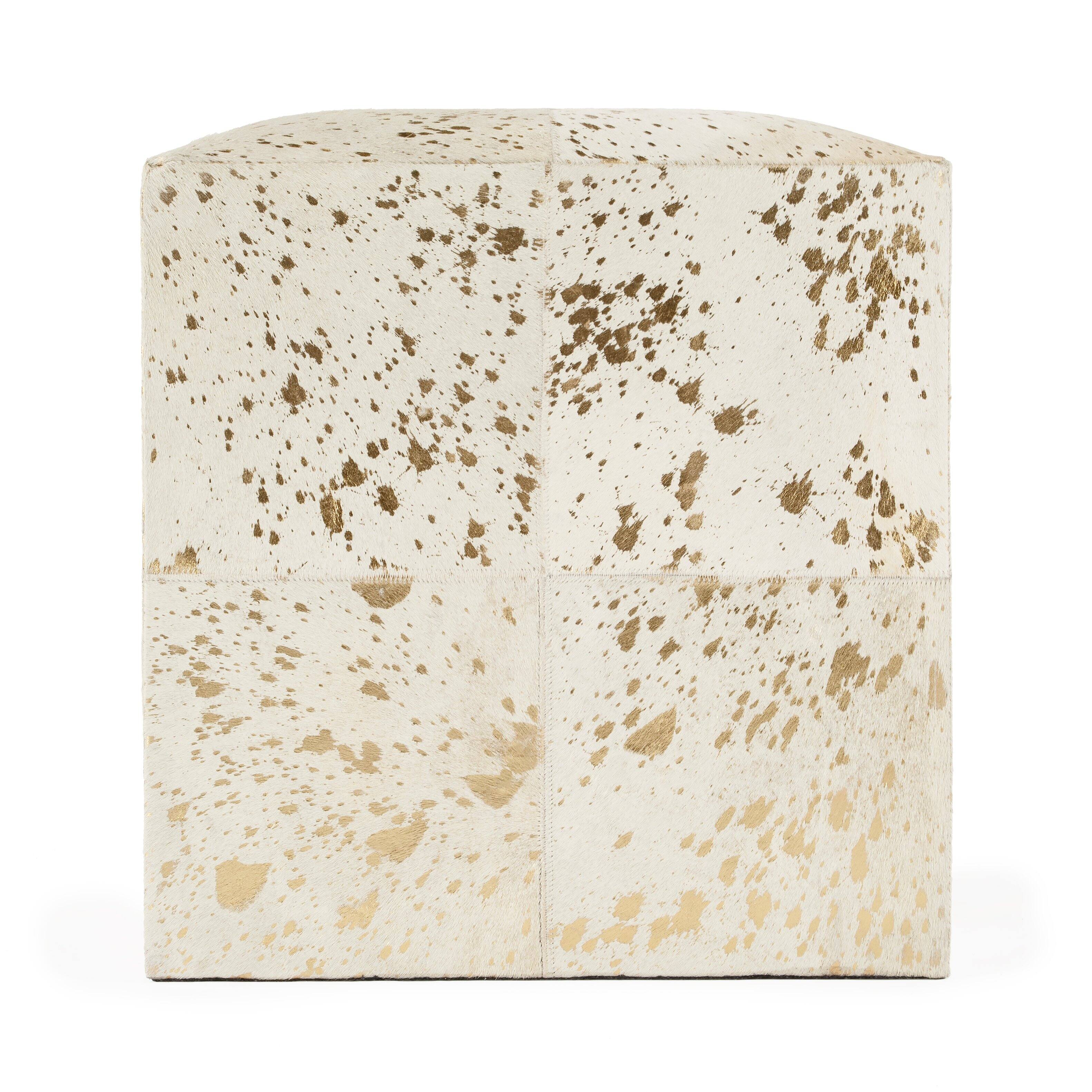 Alt View 3. Butler Specialty - Victorian Hair on Hide with Spots Cube Ottoman - White.