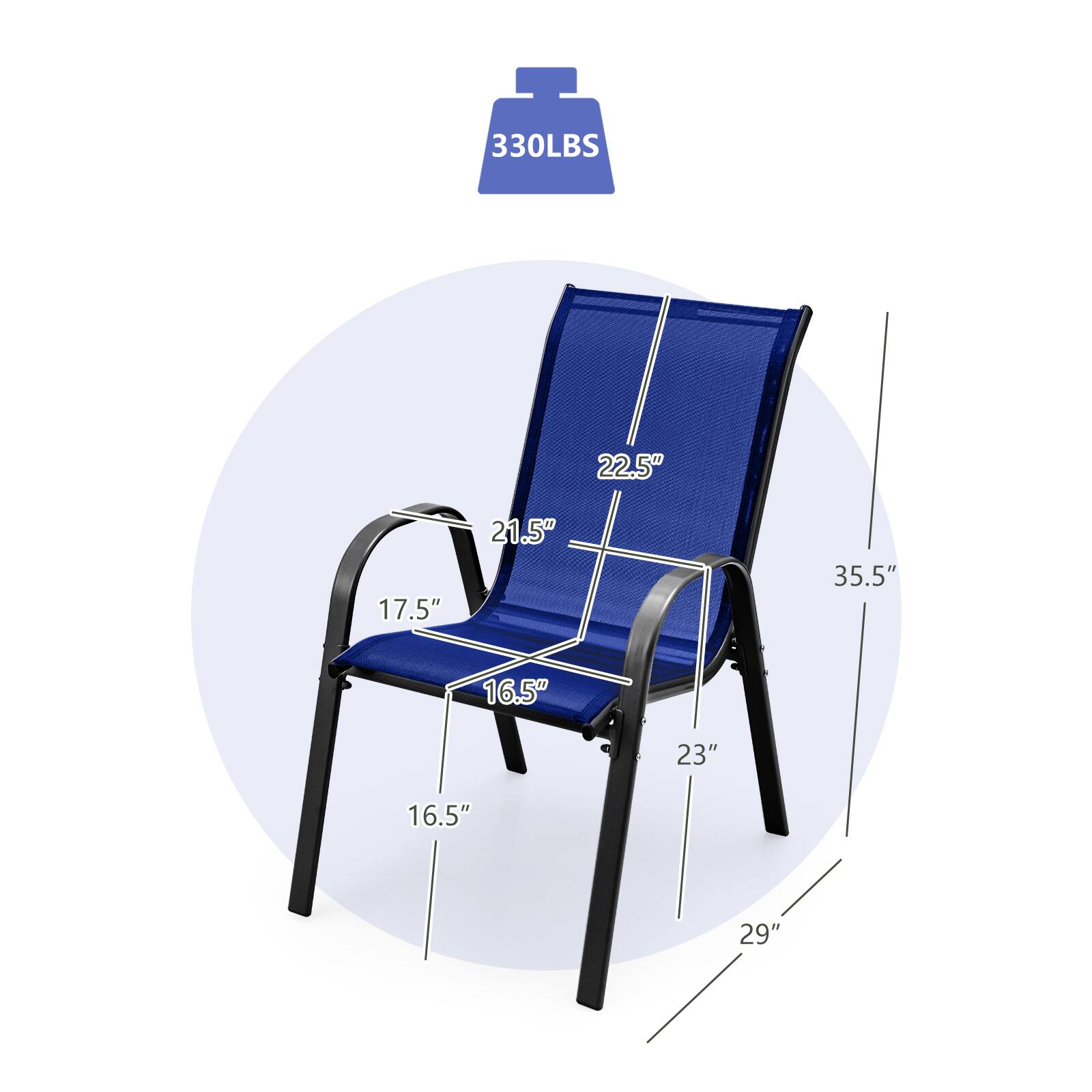 Gymax Patio Set of 4 Dining Chairs Stackable Armrest Space