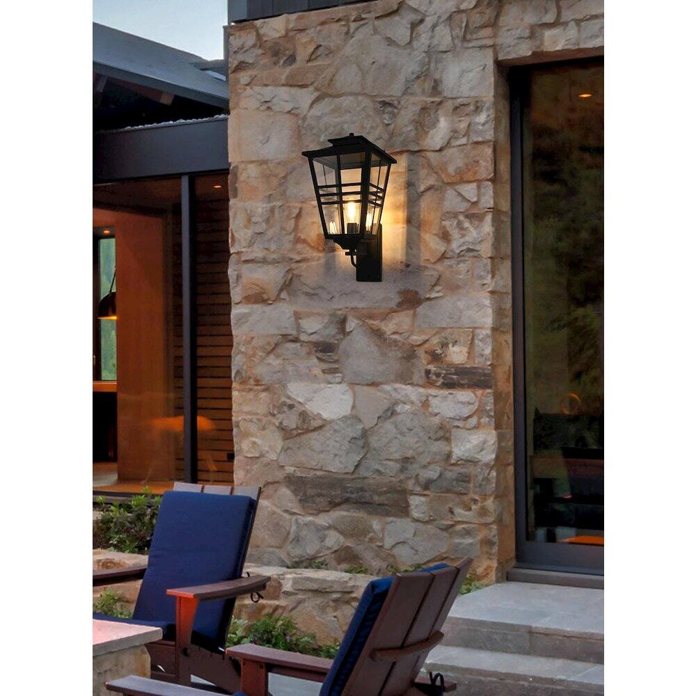 Alt View 4. Elegant Lighting - Macon 12 Inch Outdoor Wall Sconce In Black - Black.