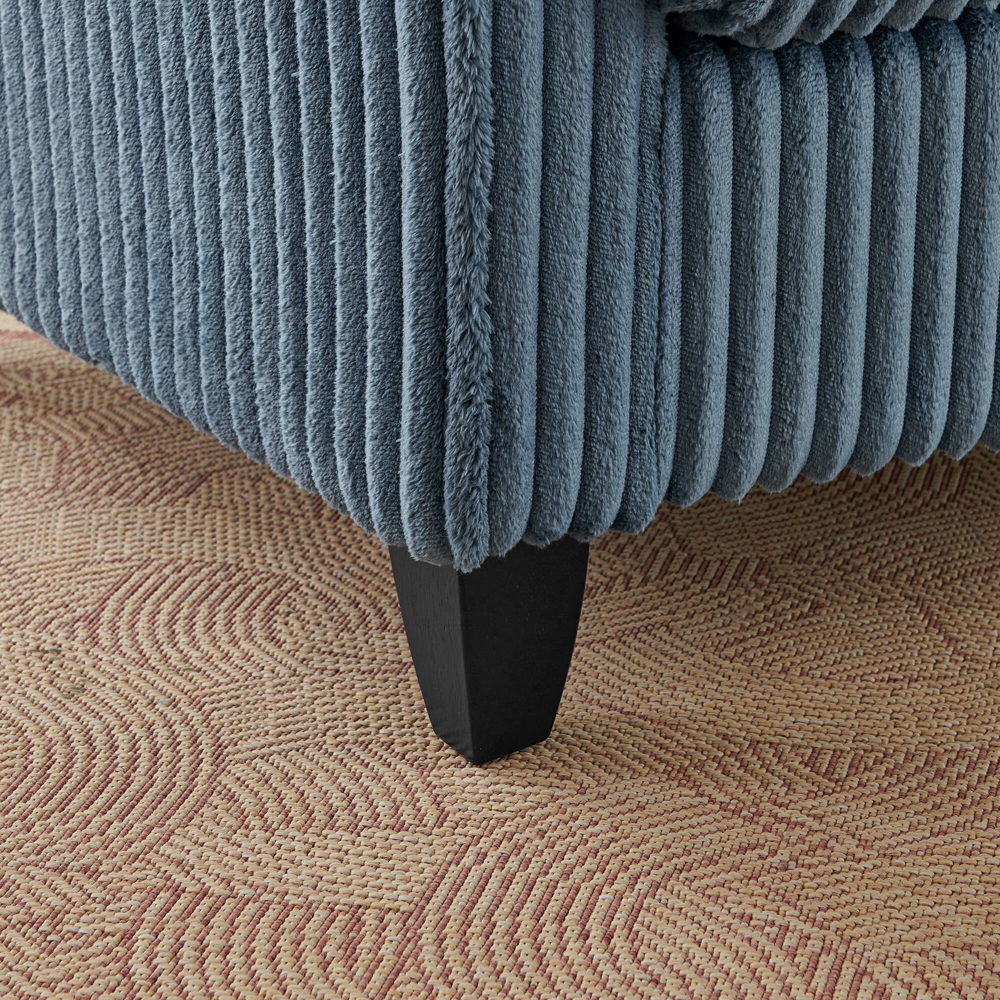 Alt View 2. Trinkets Crazed - Wide Accent Armchair with Pillows,Corduroy Oversized Single Sofa, Chair and a Half with Wide Armrest for Living Room - Blue.