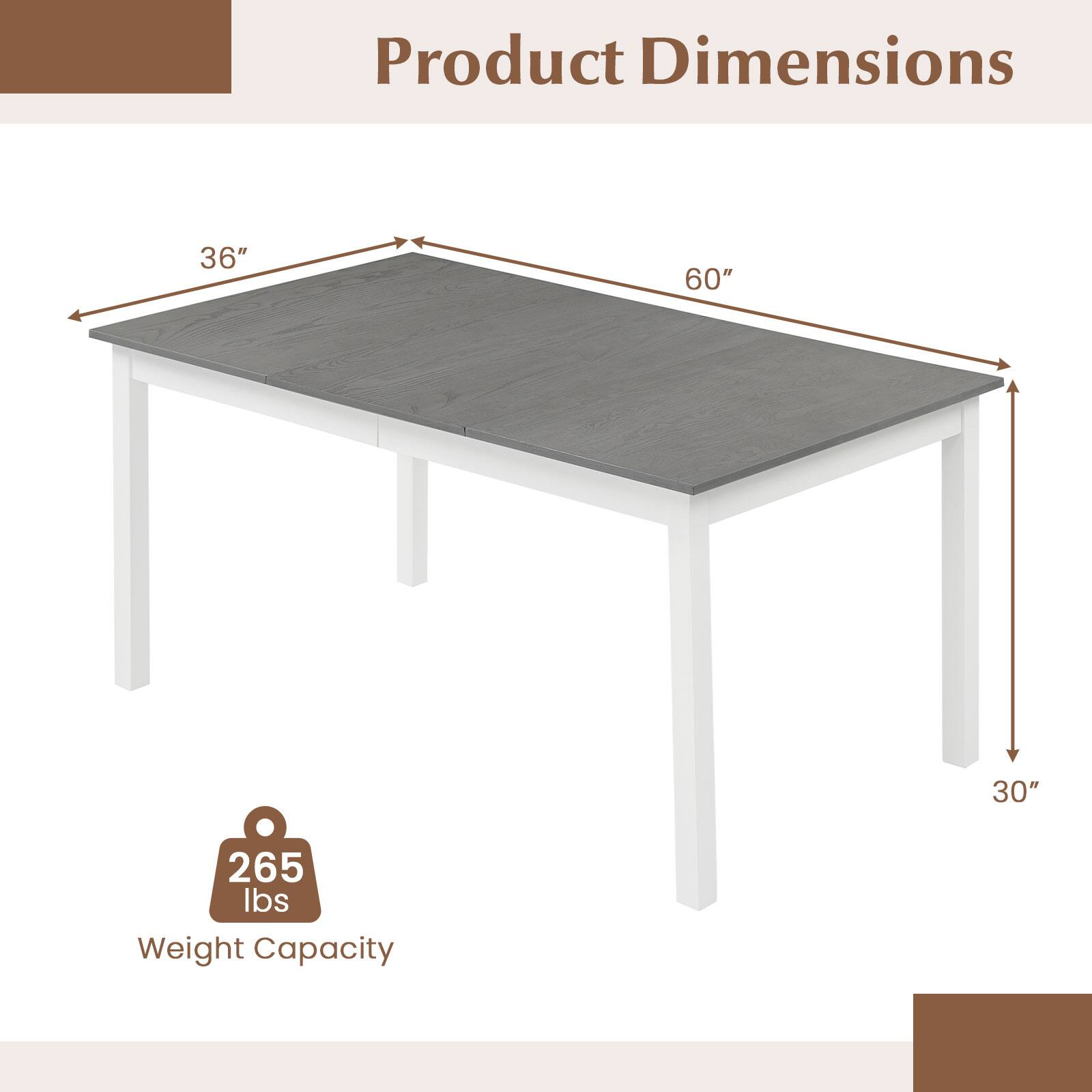 Product Dimensions: 36" x 60" x 30"  
Weight Capacity: 265 lbs