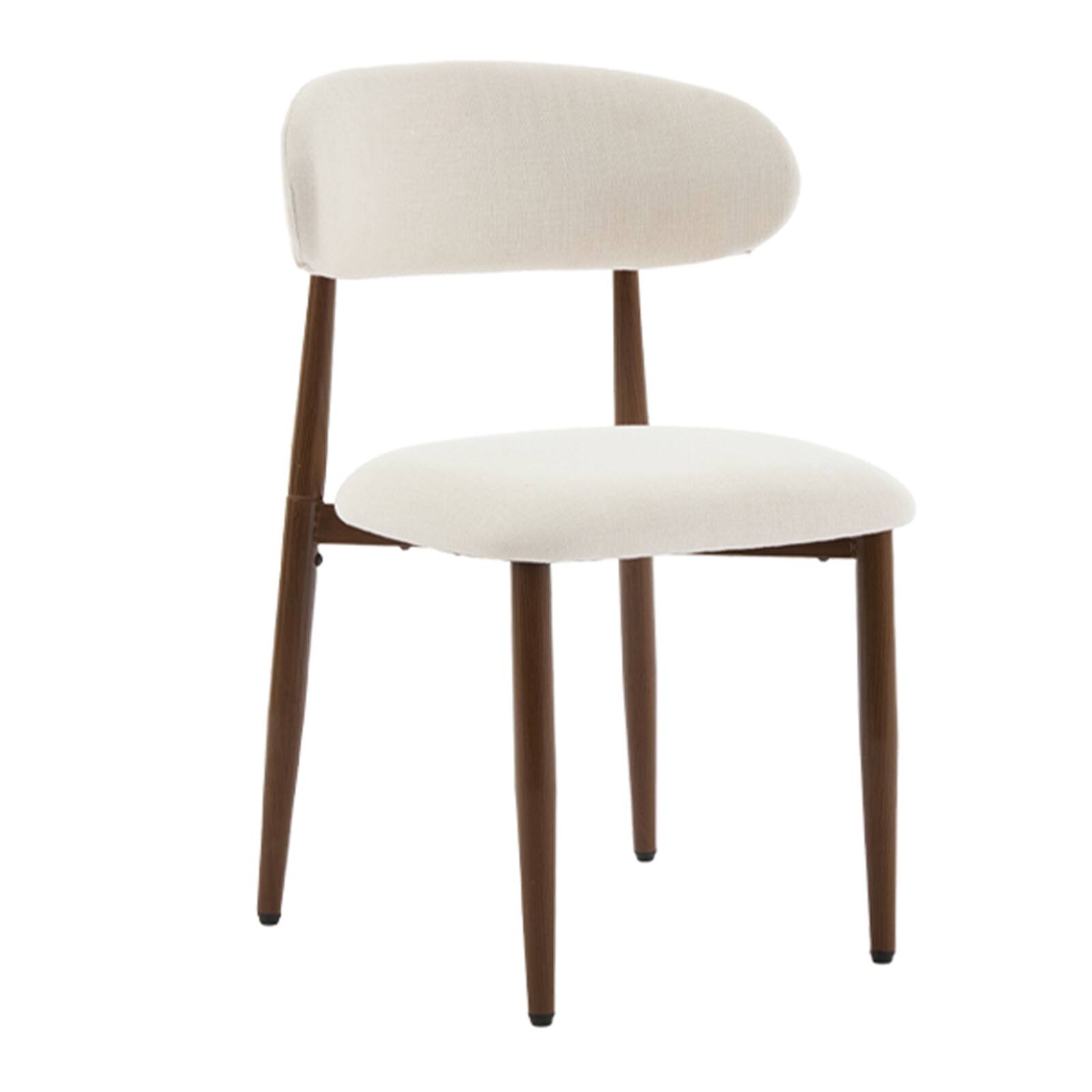 Angle. Whisen - Set of 2 Modern Upholstered Dining Chairs,Sturdy Metal Kitchen Chairs with Ergonomic Backrest-Walnut - Walnut.