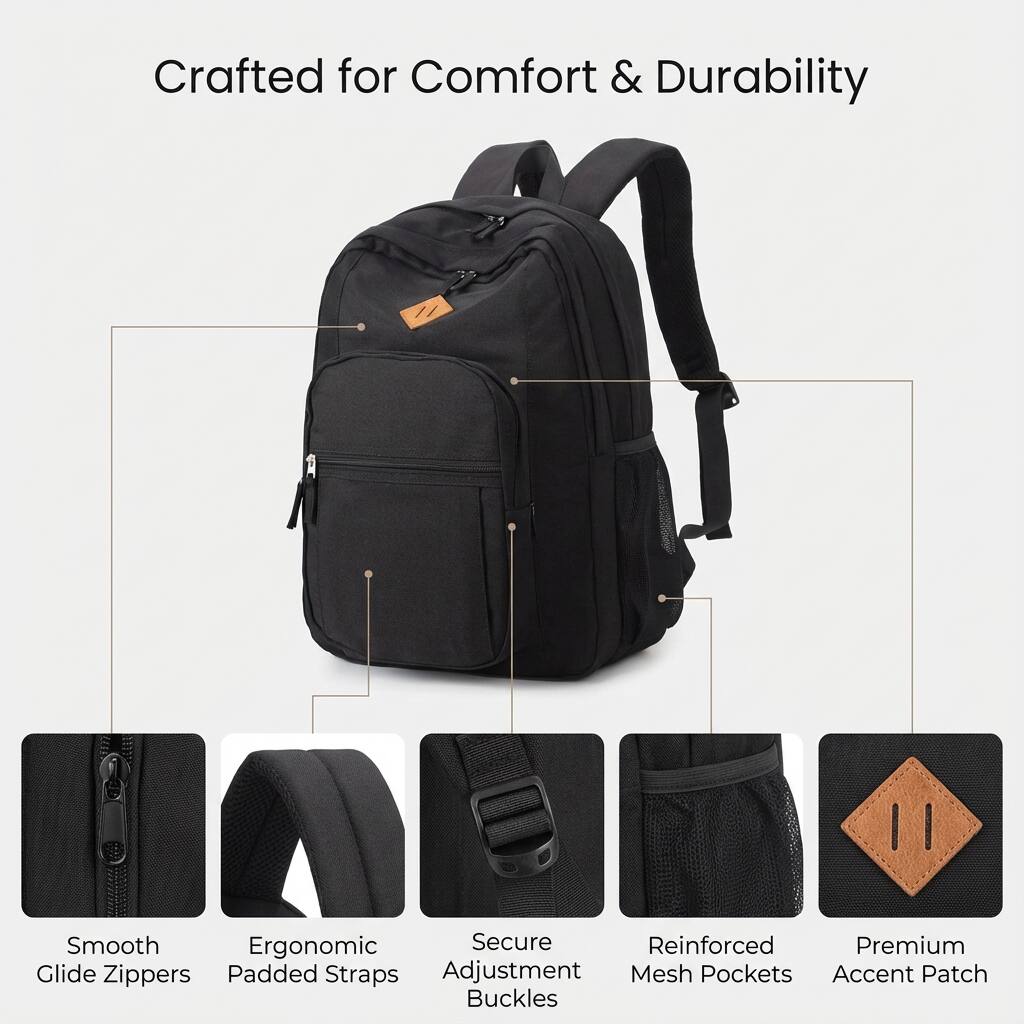 Crafted for Comfort & Durability

- Smooth Glide Zippers
- Ergonomic Padded Straps
- Secure Adjustment Buckles
- Reinforced Mesh Pockets
- Premium Accent Patch
