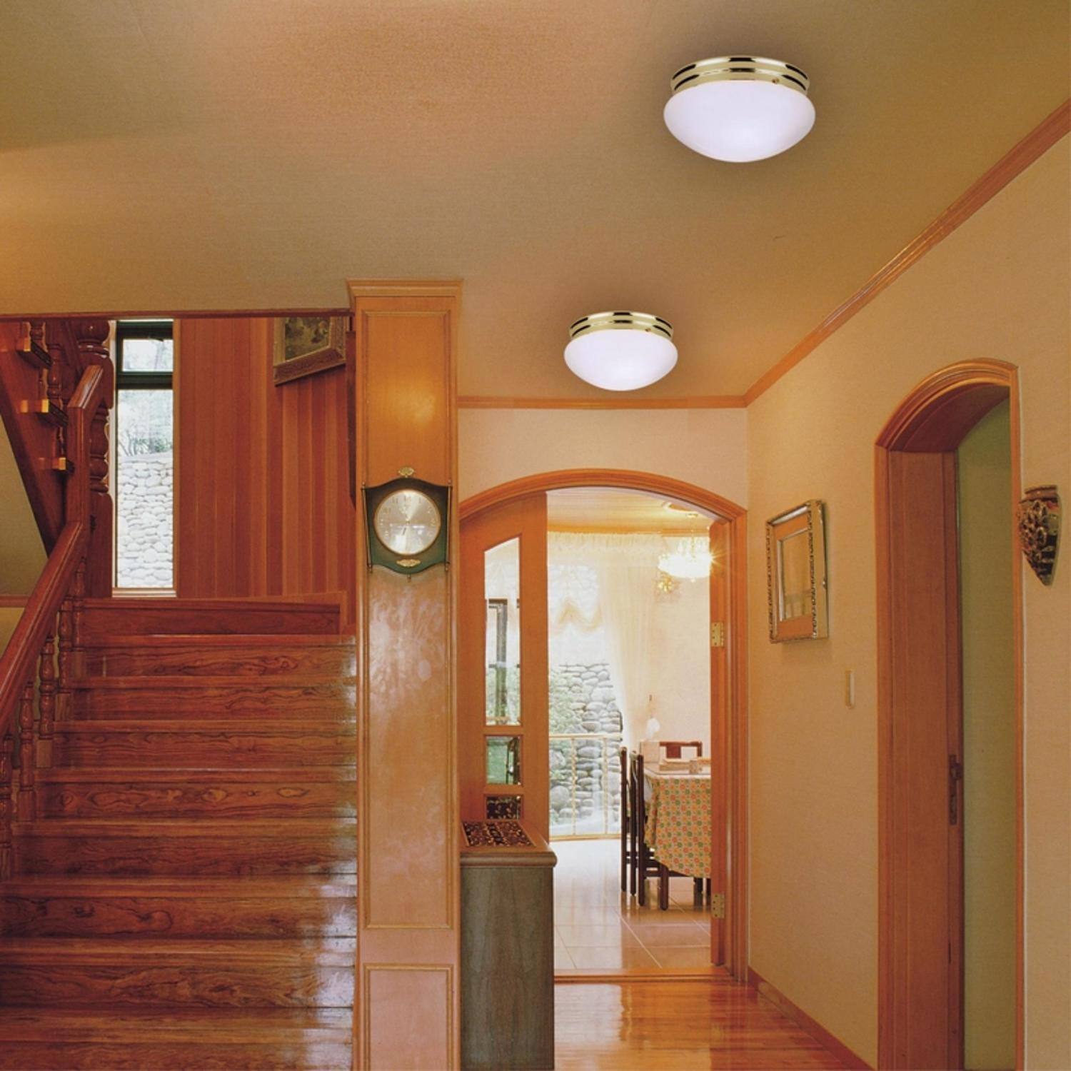 Angle. Westinghouse - Westinghouse 4-3/4 in. H X 8-7/8 in. W X 8-7/8 in. L Polished Brass White Ceiling Light.