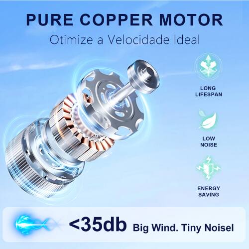 PURE COPPER MOTOR  
Otimiza a Velocidade Ideal  
LONG LIFESPAN  
LOW NOISE  
ENERGY SAVING  
<35db  
Big Wind. Tiny Noise!