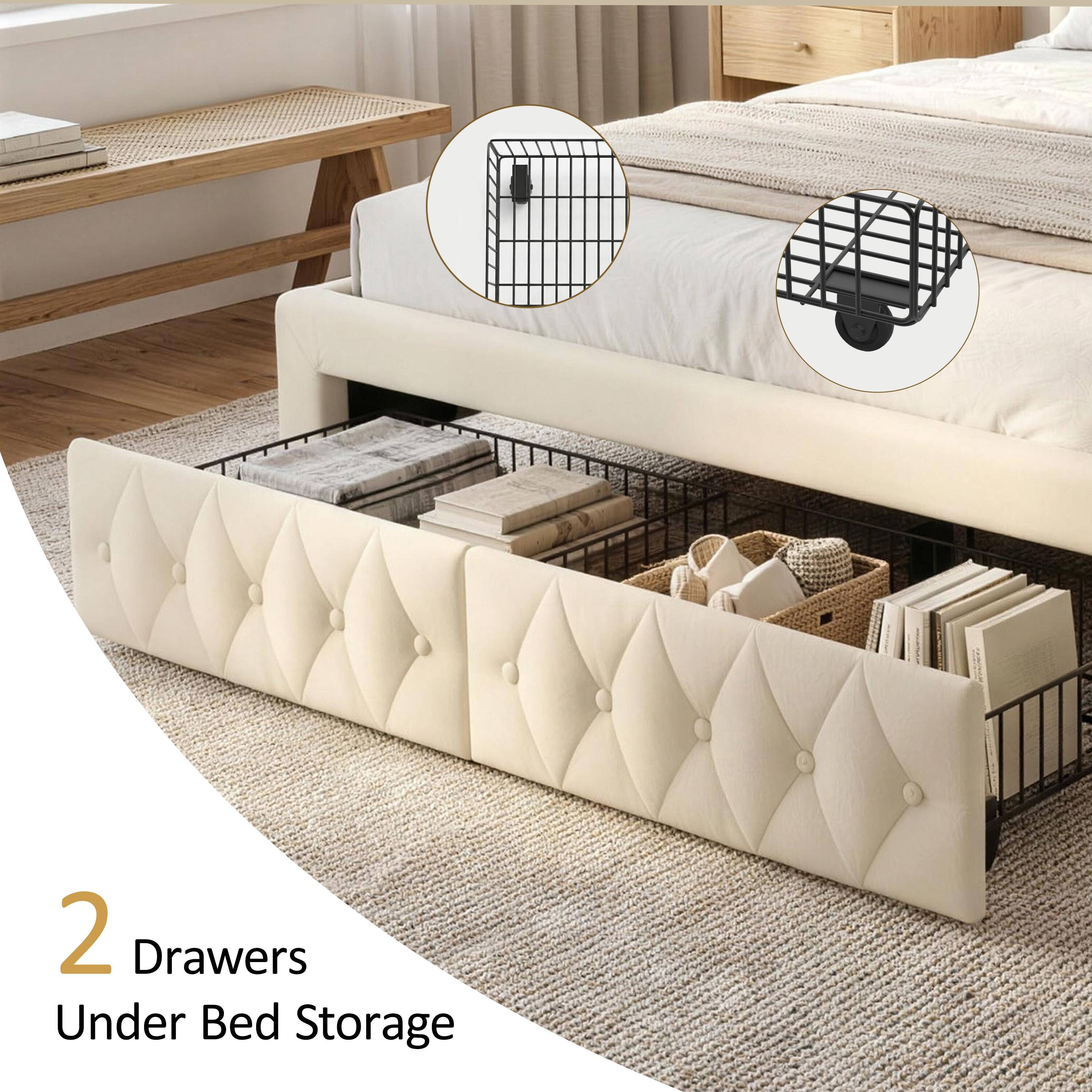 2 Drawers Under Bed Storage