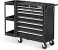 Front. Winado - 7-Drawer Rolling Tool Chest Tool Cabinet Storage Box with Side Shelves & Wheels & Lock & Key & Drawer Liner for Workshop - Black.