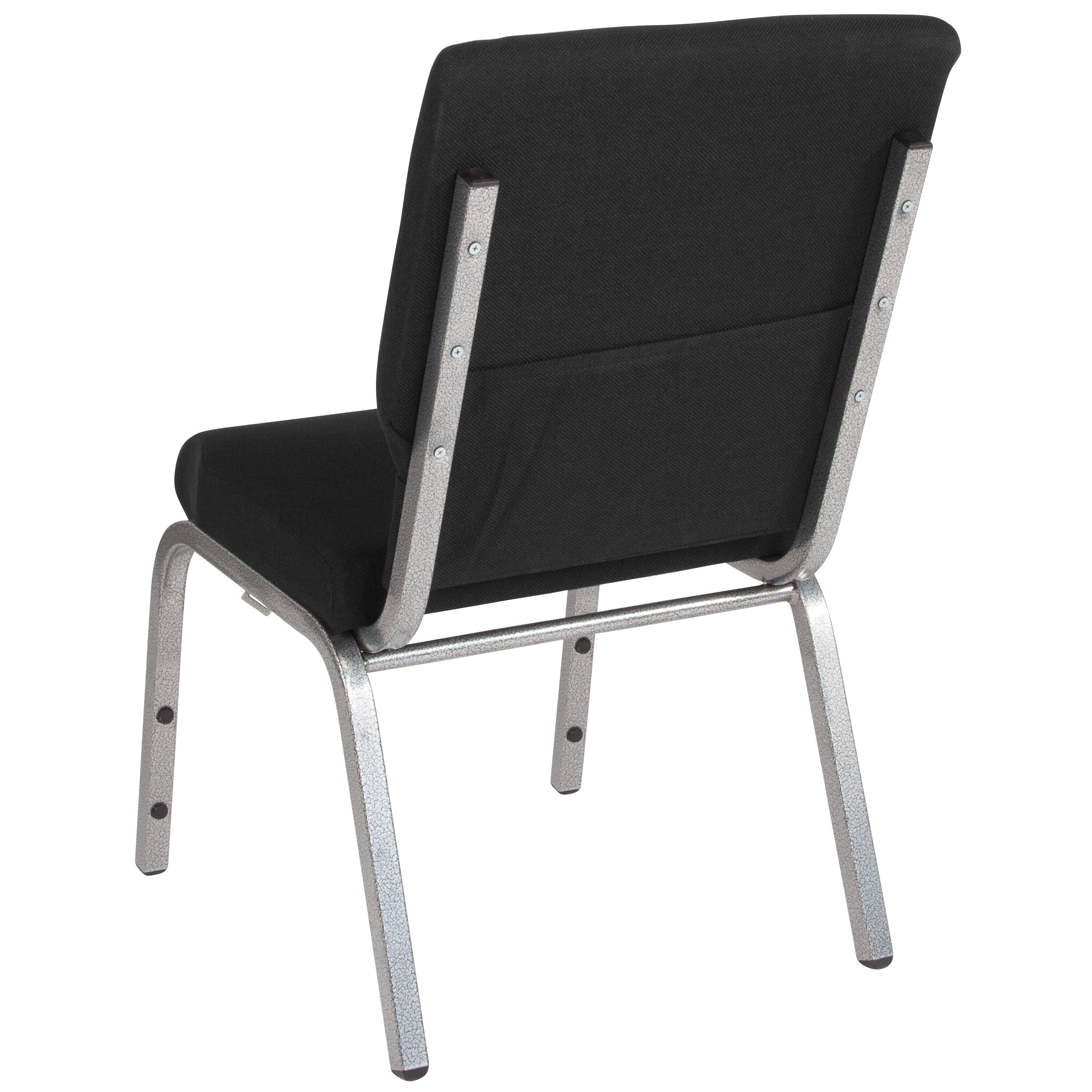 Alt View 14. Alamont Home - Hercules 18.5"W Stacking Church Chair in Black Fabric - Silver Vein Frame - Black Fabric/Silver Vein Frame.