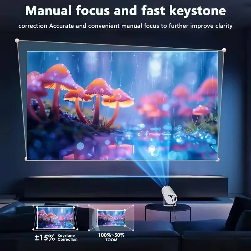 Manual focus and fast keystone correction  
Accurate and convenient manual focus to further improve clarity  
±15% Keystone Correction  
100%~50% ZOOM