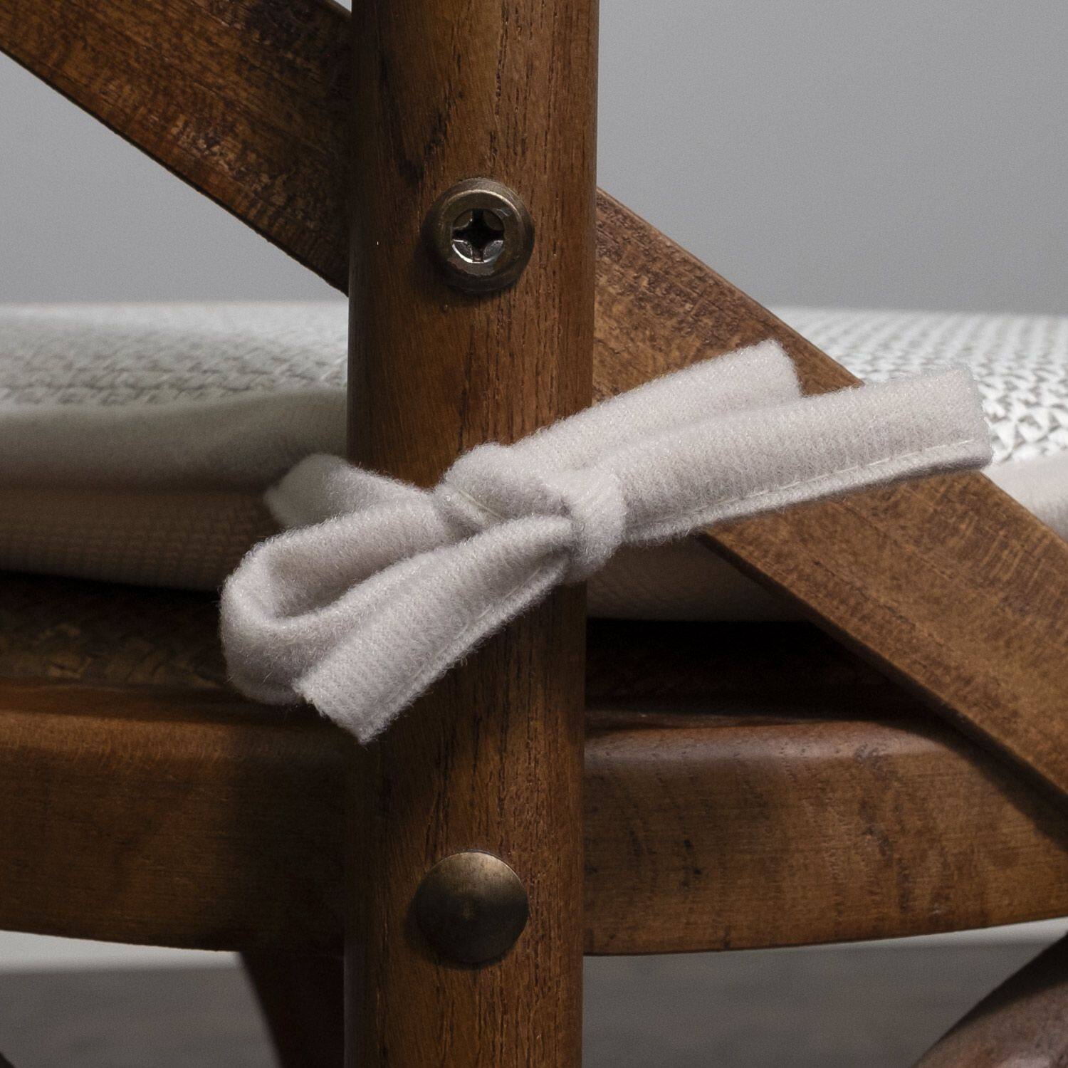 Left. Sweet Home Collection - Cameron Memory Foam No Slip Back 16" x 16" Chair Pad Cushion with Ties, 4-Pack - Silver/White.